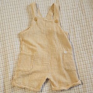 Kids Tan Gingham Overalls